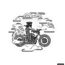 A biker riding a ship's anchor with welding sparks trailing behind tattoo design idea