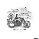 A biker riding a ship's anchor with welding sparks trailing behind tattoo design idea