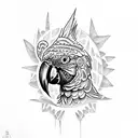 parrot aztec tattoo design idea