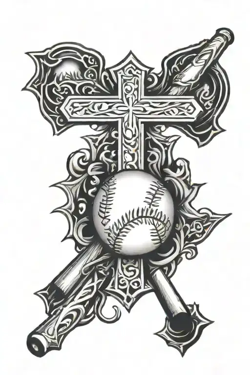 Cross and baseball tattoo design idea