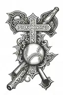 Cross and baseball tattoo design idea