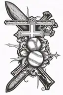 Cross and baseball tattoo design idea