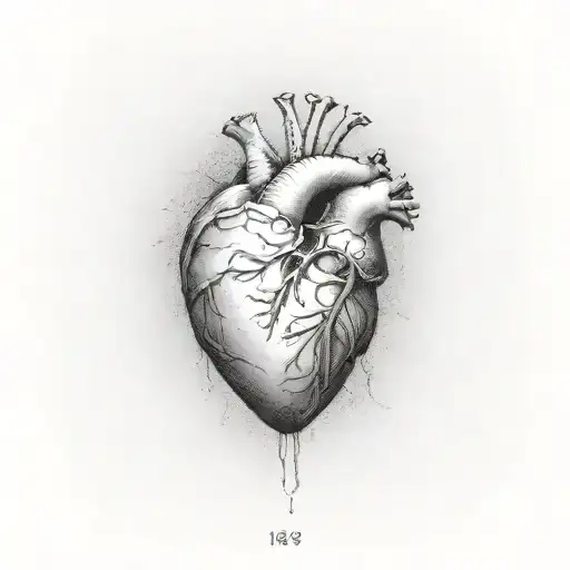 heart with birthday date of 18/04/1964 tattoo design idea