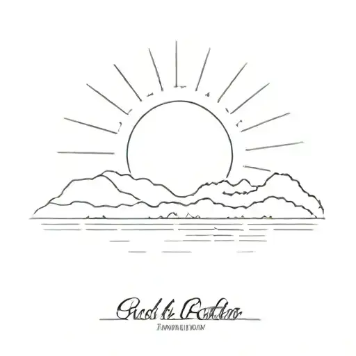sun rising over lake scene peaceful child loss tatto mixed tattoo design idea