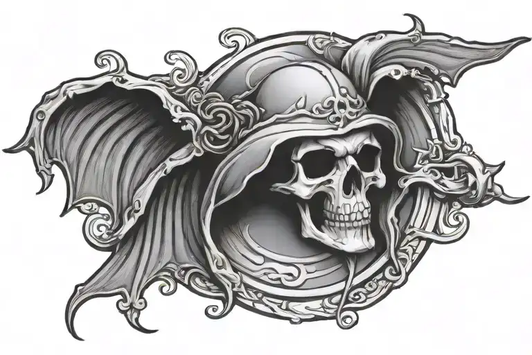 bell and reaper death seal tattoo design idea