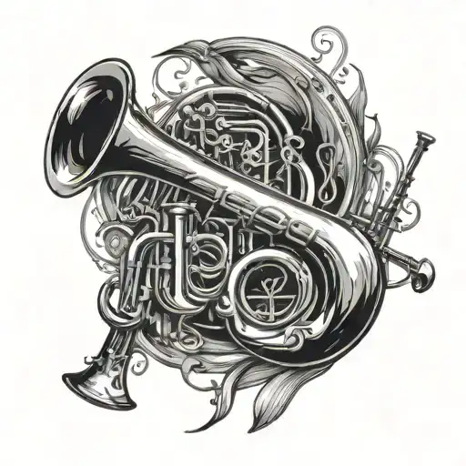 love for low brass instruments and percussion  tattoo design idea
