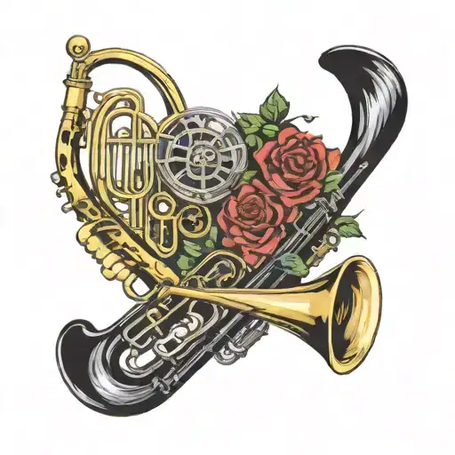 love for low brass instruments and percussion  tattoo design idea