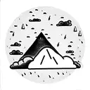 volcano with raining clouds tattoo design idea