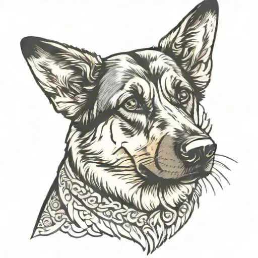 german shepherd dog tattoo design idea