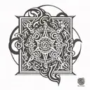 necronomicon en llamas tattoo design idea