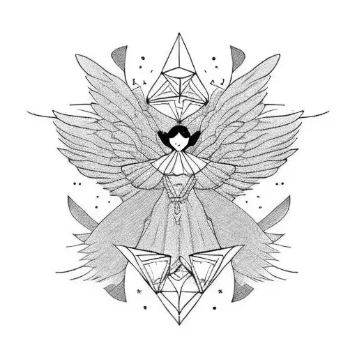 angels and cats tattoo design idea