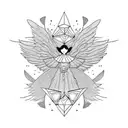 angels and cats tattoo design idea