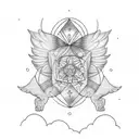 angels and cats tattoo design idea