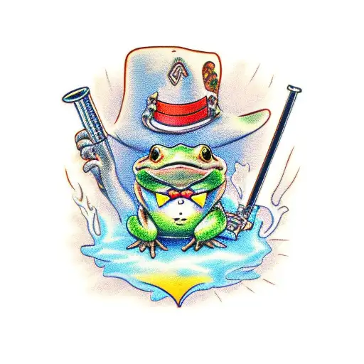 fancy gentlemen toad smoking a pipe tattoo design idea