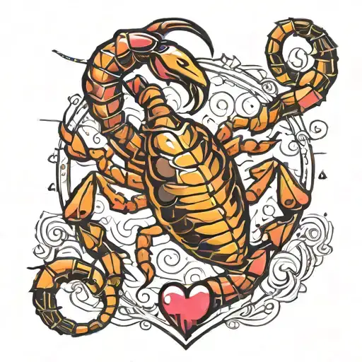 Scorpion love heart  tattoo design idea