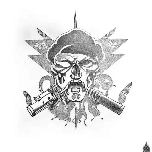 clouds guns roses god of war tattoo design idea