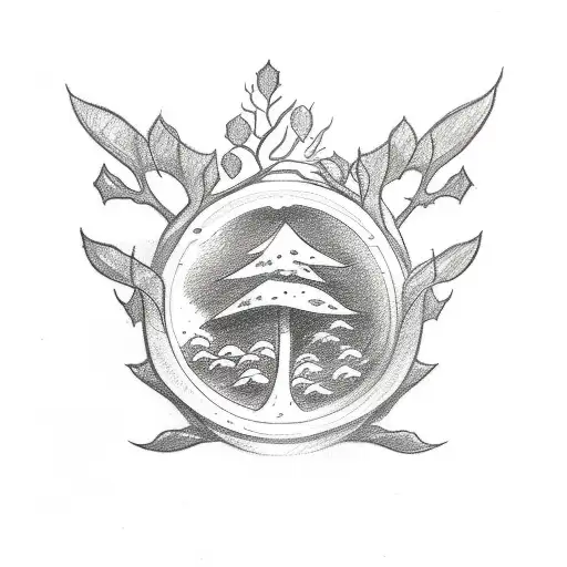 sketch of a tattoo, where rowan boughs branch in a semicircle of small volume and looks beautiful tattoo design idea