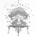 bonsai with studio ghibli characters tattoo design idea