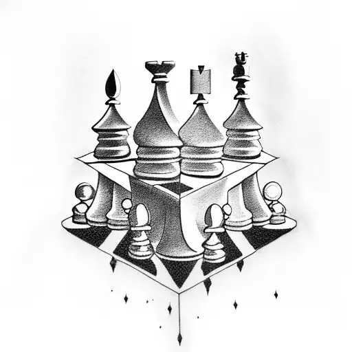 An intense game of chess with punk rock elements tattoo design idea