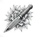 knife with datura tattoo design idea