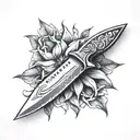 knife with datura tattoo design idea