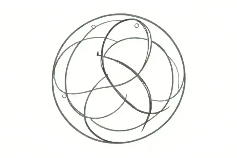 needle and thread, making a infinity sign and piercing the skin tattoo design idea