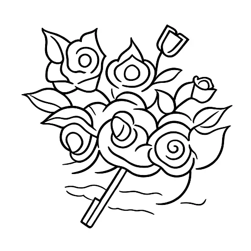 A minimalist design of a garden shovel and a sprouting plant, symbolizing your passion for gardening and growth. tattoo design idea