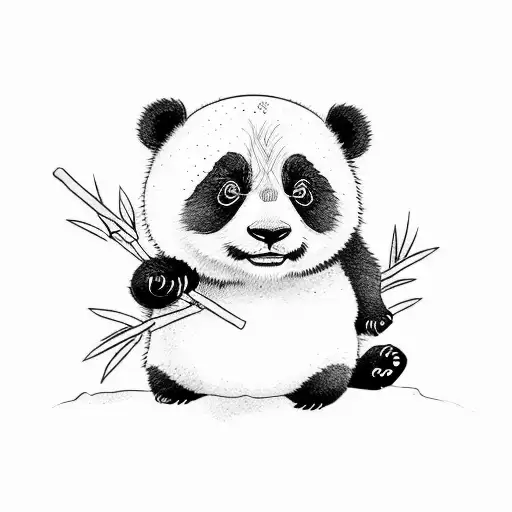 cute small panda tattoo design idea