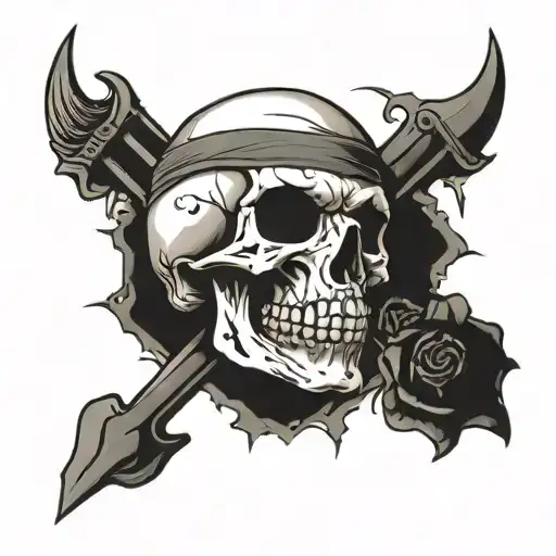 prison skull tattoo design idea