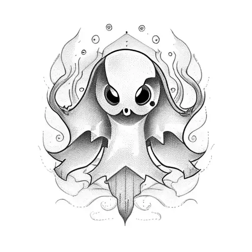 cute ghost tattoo design idea