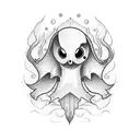 cute ghost tattoo design idea