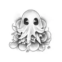 cute ghost tattoo design idea