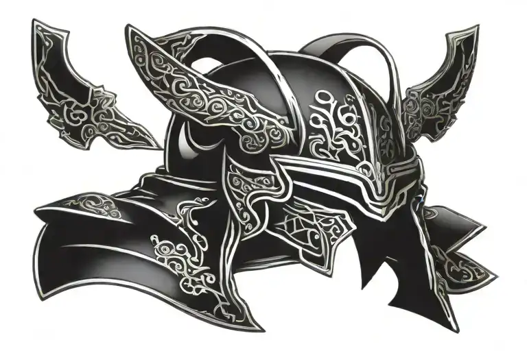 ronin helmet adorned with intricate tattoo design idea
