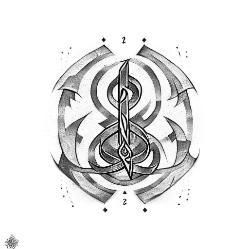 a binding rune with the runes for K, S, D tattoo design idea