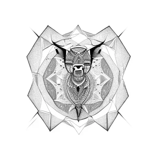 animal, symmetrical, top down view, curved edges, full body animal tattoo design idea