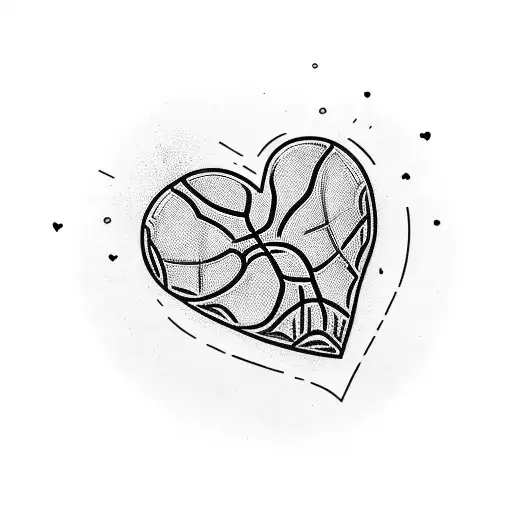 A heart-shaped basketball with the word 'God' written on it tattoo design idea
