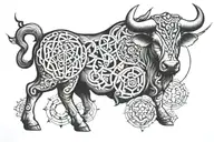 sacred geometry with taurus tattoo design idea