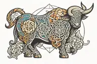 sacred geometry with taurus tattoo design idea