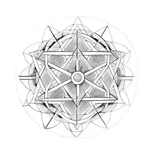family cross with sacred geometry  tattoo design idea