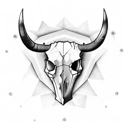 A Cool Bull's Skull With Diamonds in it's eye sockets  tattoo design idea