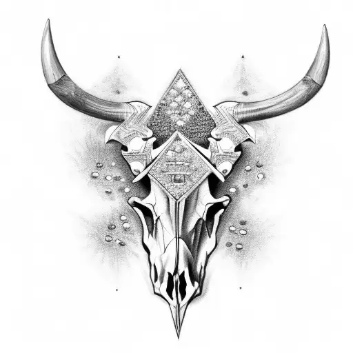 Bull Skull With Diamonds As Eyes tattoo design idea