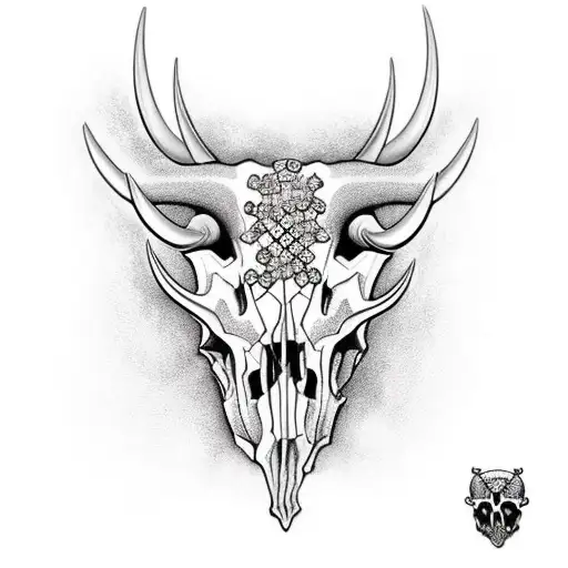 A Cool Bull's Skull With Diamonds in it's eye sockets  tattoo design idea