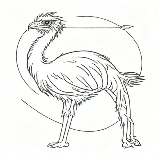 ostrich with an arrow through it's beak open tattoo design idea