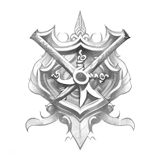 sword rose baztan shield tattoo design idea