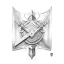 sword rose baztan shield tattoo design idea