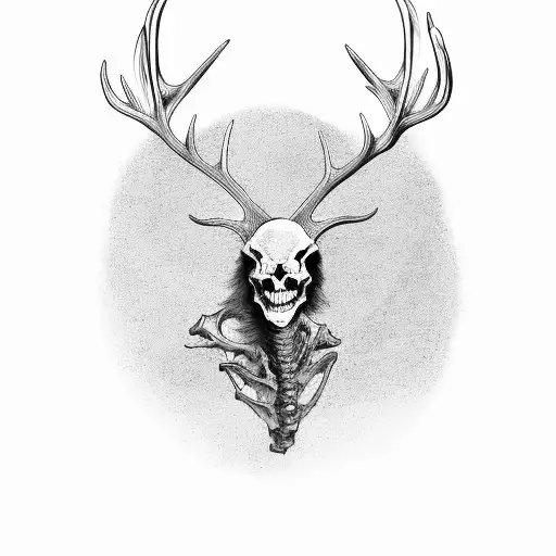 spectre ryding a skeleton elk tattoo design idea