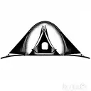 camping tent tattoo design idea