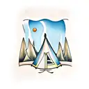 camping tent tattoo design idea