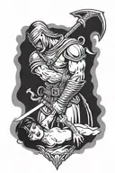 executioner holds a woman tattoo design idea