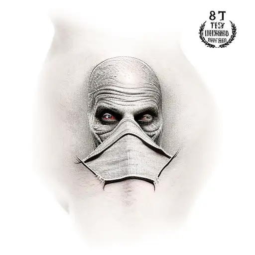 a tall man with a burlap sack covering his face tattoo design idea